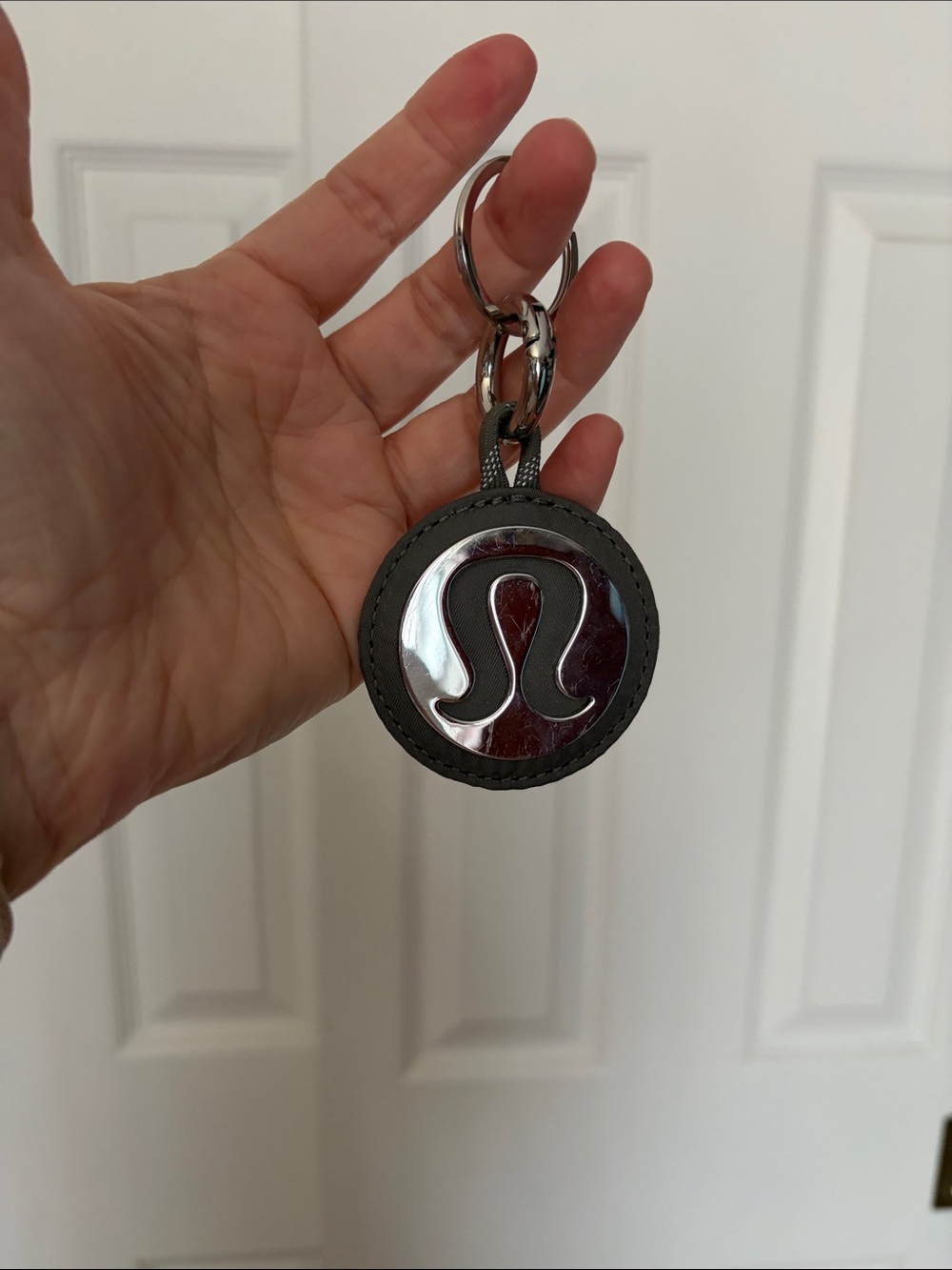 lululemon athletica Silver & Gray Logo Mirrored Key Ring